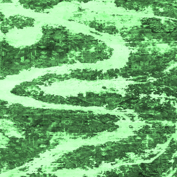 Square Abstract Emerald Green Modern Rug, abs2332emgrn