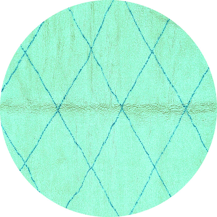 Round Machine Washable Solid Turquoise Modern Area Rugs, wshabs2333turq