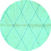 Round Machine Washable Solid Turquoise Modern Area Rugs, wshabs2333turq