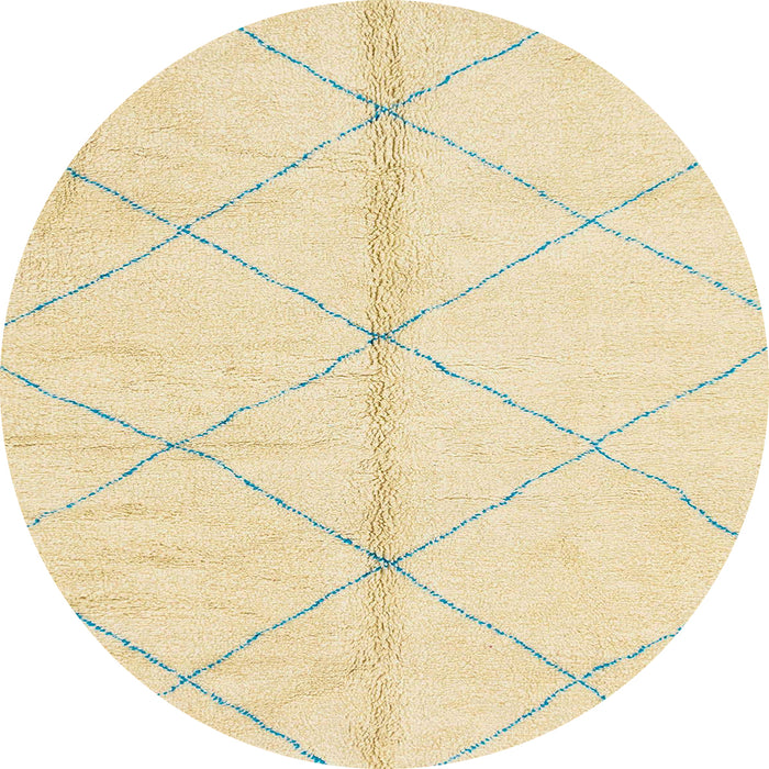 Round Abstract Sun Yellow Solid Rug, abs2333