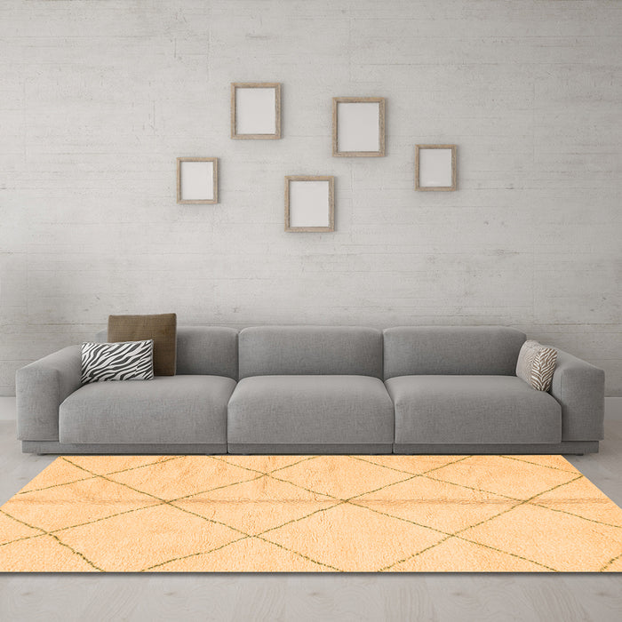 Machine Washable Solid Orange Modern Area Rugs in a Living Room, wshabs2333org