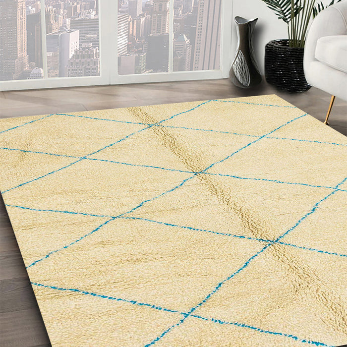 Abstract Sun Yellow Solid Rug in Family Room, abs2333