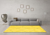 Machine Washable Solid Yellow Modern Rug, wshabs2333yw