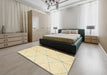 Machine Washable Abstract Sun Yellow Rug in a Bedroom, wshabs2333