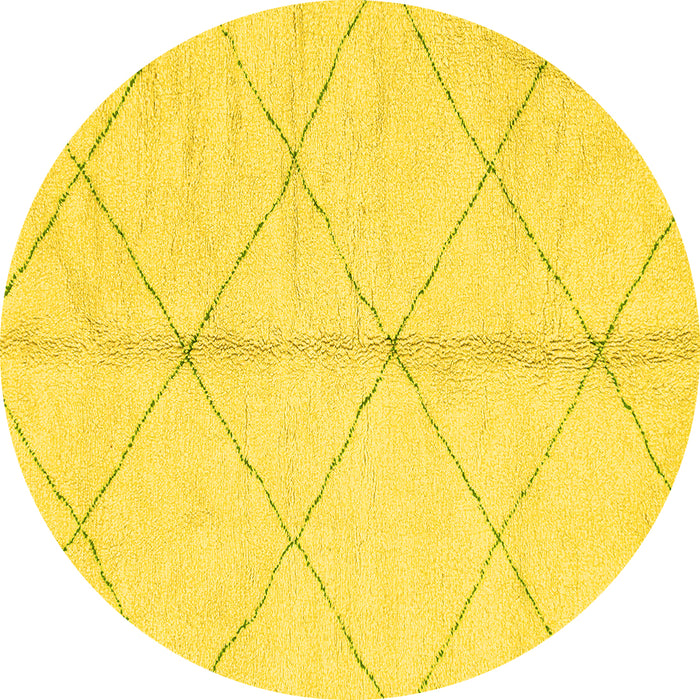 Round Solid Yellow Modern Rug, abs2333yw