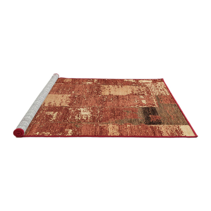 Sideview of Machine Washable Abstract Red Rug, wshabs2334