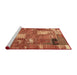 Sideview of Machine Washable Abstract Red Rug, wshabs2334