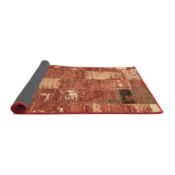Sideview of Abstract Red Patchwork Rug, abs2334