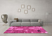 Machine Washable Patchwork Pink Transitional Rug in a Living Room, wshabs2334pnk