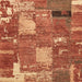 Square Abstract Red Patchwork Rug, abs2334