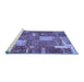 Sideview of Machine Washable Patchwork Blue Transitional Rug, wshabs2334blu