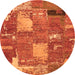 Round Patchwork Orange Transitional Rug, abs2334org