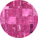 Round Patchwork Pink Transitional Rug, abs2334pnk