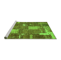 Sideview of Machine Washable Patchwork Green Transitional Area Rugs, wshabs2334grn