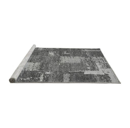 Sideview of Machine Washable Patchwork Gray Transitional Rug, wshabs2334gry