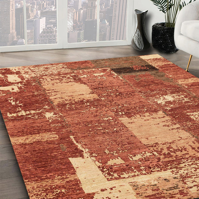 Machine Washable Abstract Red Rug in a Family Room, wshabs2334