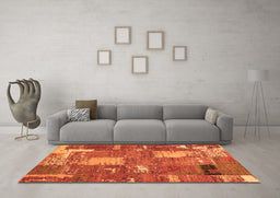 Machine Washable Patchwork Orange Transitional Area Rugs in a Living Room, wshabs2334org