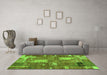 Machine Washable Patchwork Green Transitional Area Rugs in a Living Room,, wshabs2334grn