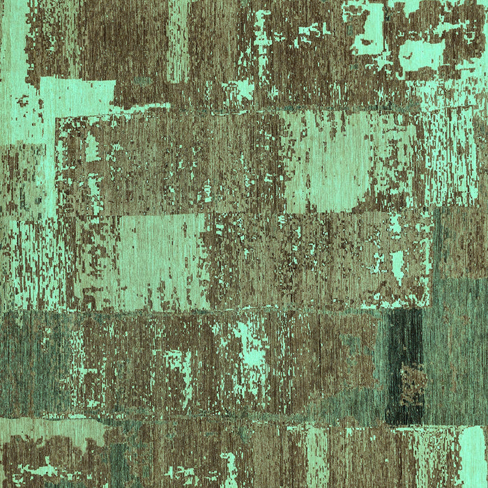 Square Machine Washable Patchwork Turquoise Transitional Area Rugs, wshabs2334turq
