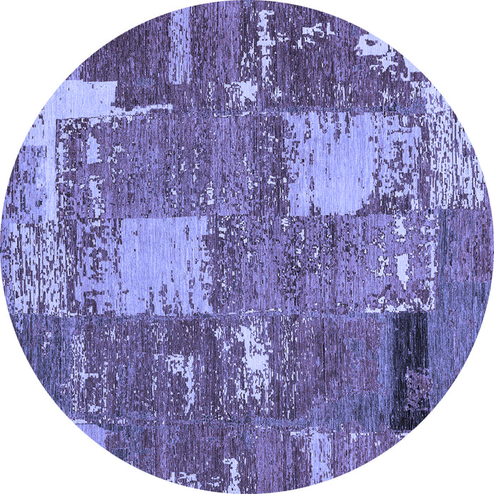 Round Machine Washable Patchwork Blue Transitional Rug, wshabs2334blu