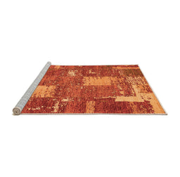 Sideview of Machine Washable Patchwork Orange Transitional Area Rugs, wshabs2334org