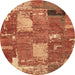 Round Abstract Red Patchwork Rug, abs2334