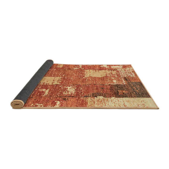 Sideview of Abstract Orange Patchwork Rug, abs2335