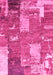 Machine Washable Patchwork Pink Transitional Rug, wshabs2335pnk