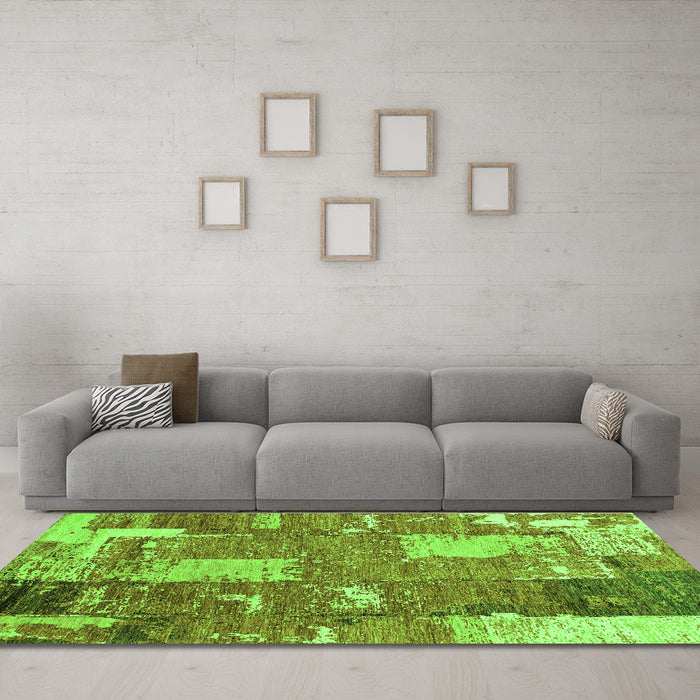 Machine Washable Patchwork Green Transitional Area Rugs in a Living Room,, wshabs2335grn