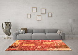 Machine Washable Patchwork Orange Transitional Area Rugs in a Living Room, wshabs2335org