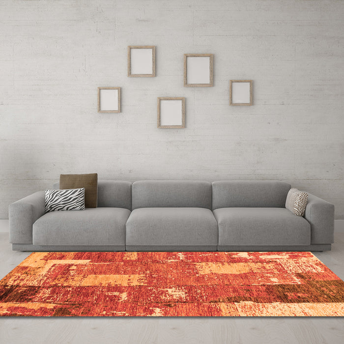Machine Washable Patchwork Orange Transitional Area Rugs in a Living Room, wshabs2335org