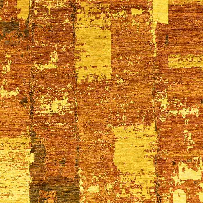 Machine Washable Patchwork Yellow Transitional Rug, wshabs2335yw