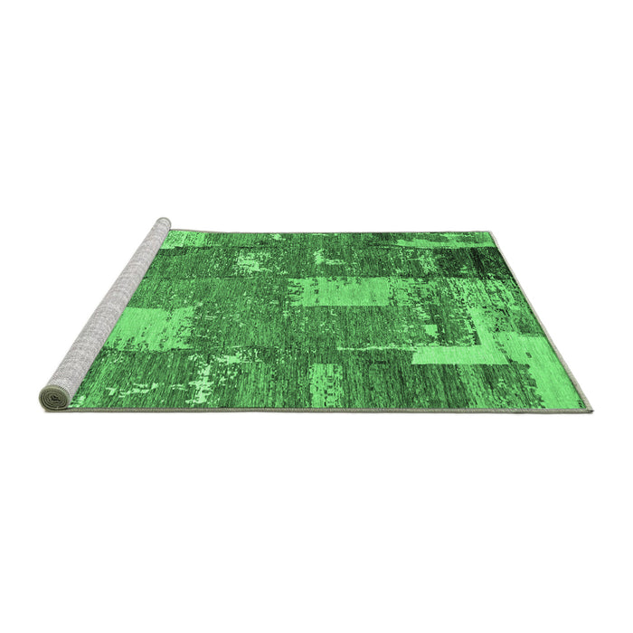 Sideview of Machine Washable Patchwork Emerald Green Transitional Area Rugs, wshabs2335emgrn