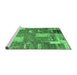 Sideview of Machine Washable Patchwork Emerald Green Transitional Area Rugs, wshabs2335emgrn