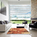 Square Machine Washable Abstract Orange Rug in a Living Room, wshabs2335