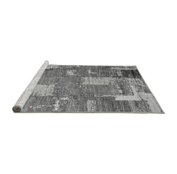 Sideview of Machine Washable Patchwork Gray Transitional Rug, wshabs2335gry