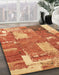 Abstract Orange Patchwork Rug in Family Room, abs2335