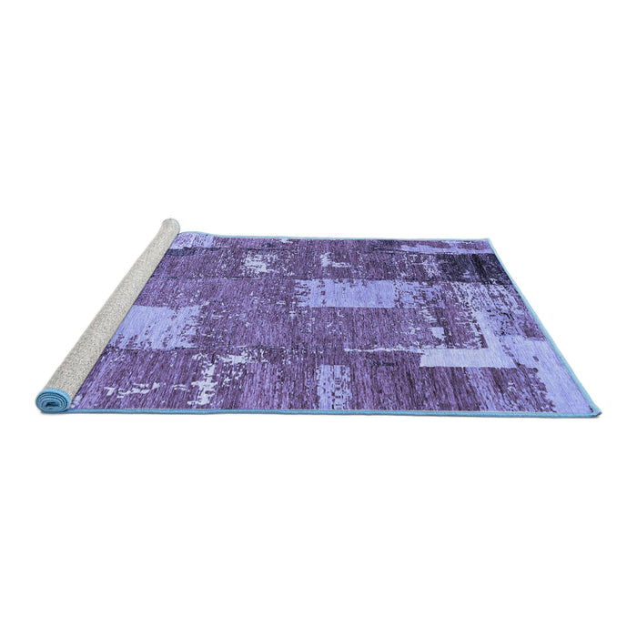 Sideview of Machine Washable Patchwork Blue Transitional Rug, wshabs2335blu