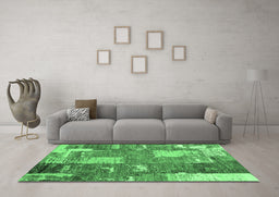 Machine Washable Patchwork Emerald Green Transitional Area Rugs in a Living Room,, wshabs2335emgrn