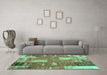 Machine Washable Patchwork Turquoise Transitional Area Rugs in a Living Room,, wshabs2335turq