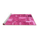 Sideview of Machine Washable Patchwork Pink Transitional Rug, wshabs2335pnk