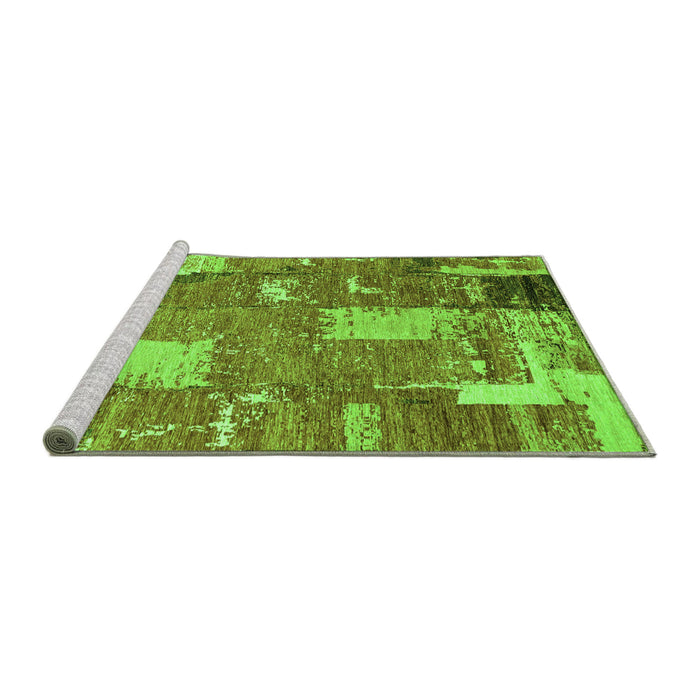 Sideview of Machine Washable Patchwork Green Transitional Area Rugs, wshabs2335grn