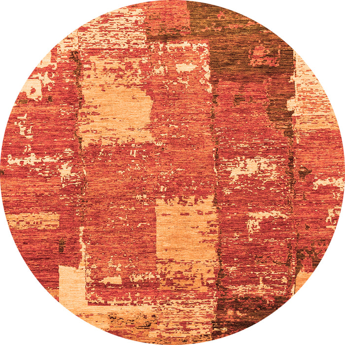 Round Machine Washable Patchwork Orange Transitional Area Rugs, wshabs2335org