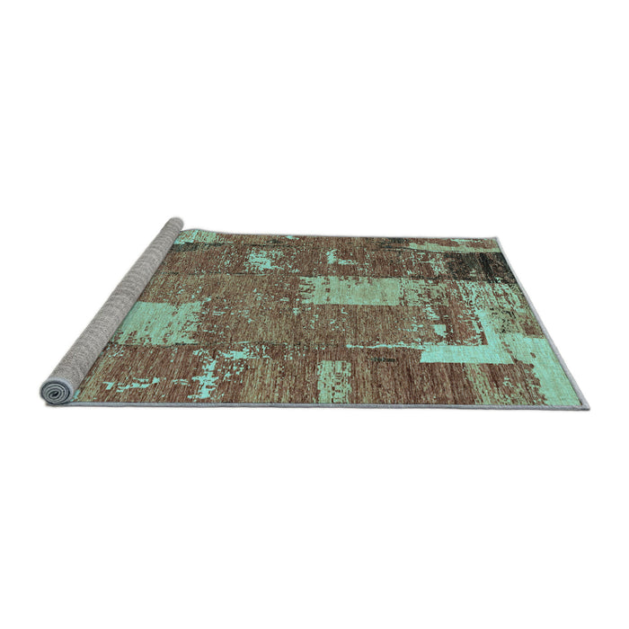Sideview of Machine Washable Patchwork Light Blue Transitional Rug, wshabs2335lblu