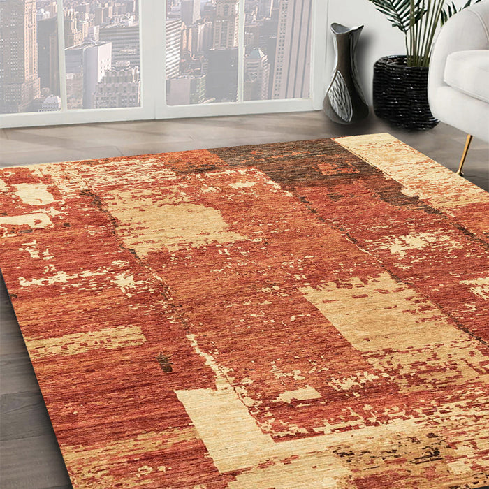 Machine Washable Abstract Orange Rug in a Family Room, wshabs2335