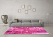 Machine Washable Patchwork Pink Transitional Rug in a Living Room, wshabs2335pnk