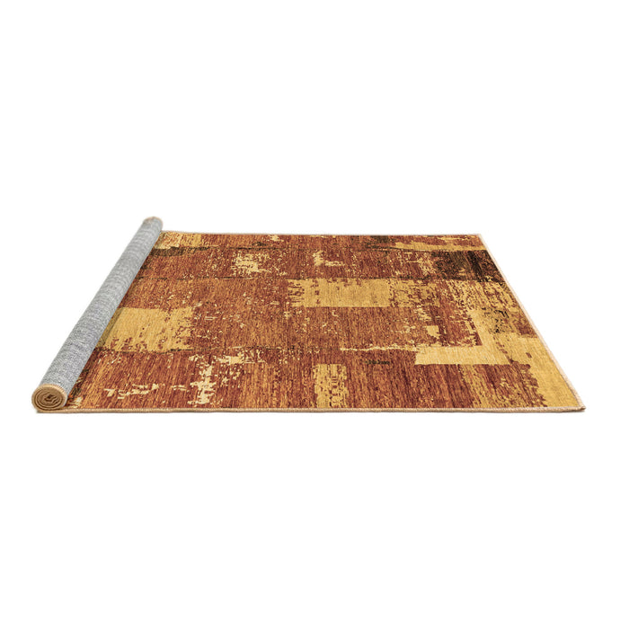 Sideview of Machine Washable Patchwork Brown Transitional Rug, wshabs2335brn