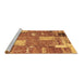 Sideview of Machine Washable Patchwork Brown Transitional Rug, wshabs2335brn