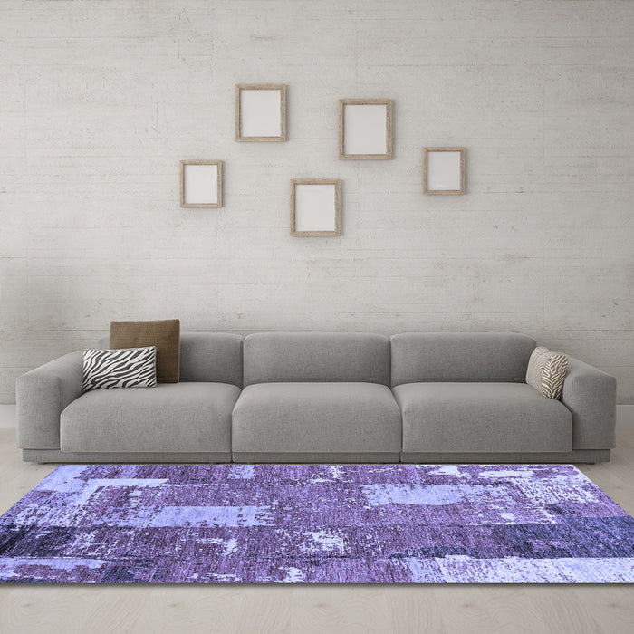 Machine Washable Patchwork Blue Transitional Rug in a Living Room, wshabs2335blu