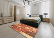 Abstract Orange Patchwork Rug in a Bedroom, abs2335